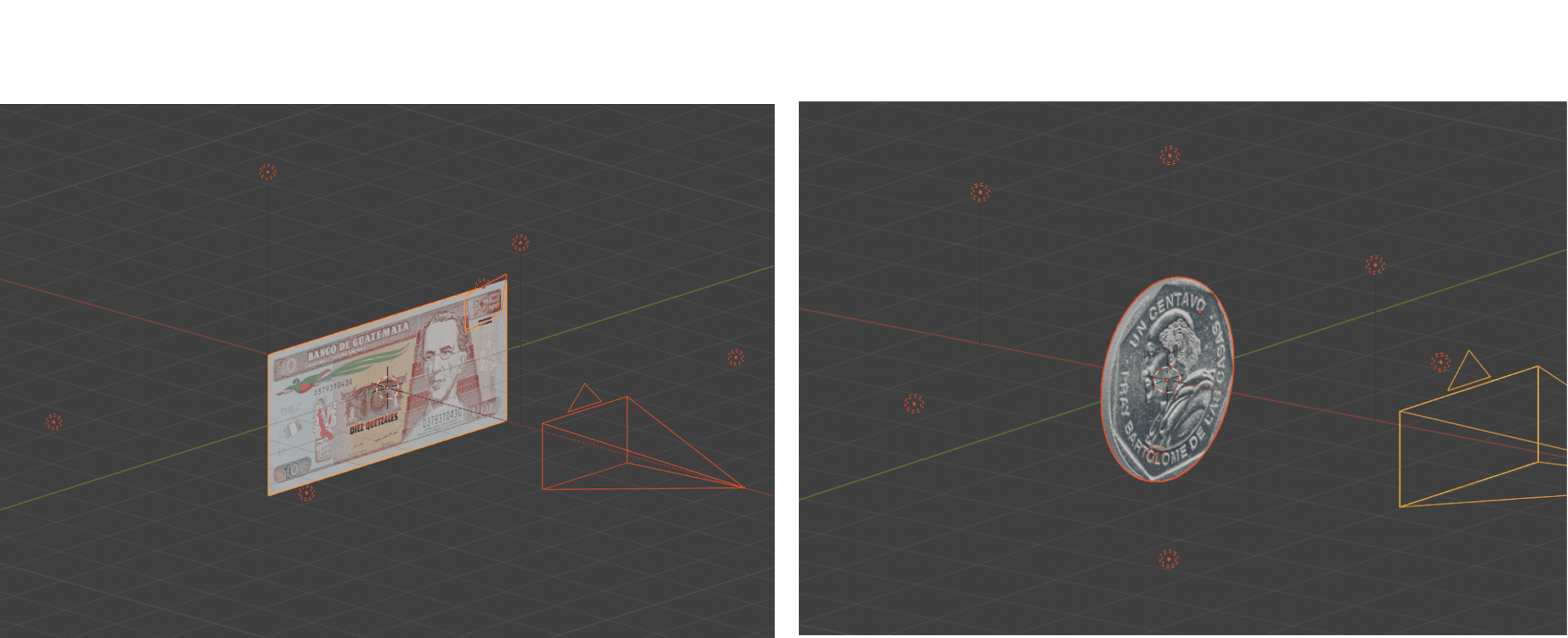 3D models of Guatemalan bills and coins